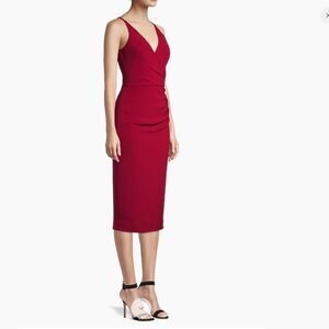 Dress the Population Anita Red Deep V Bodycon Dress Size XS